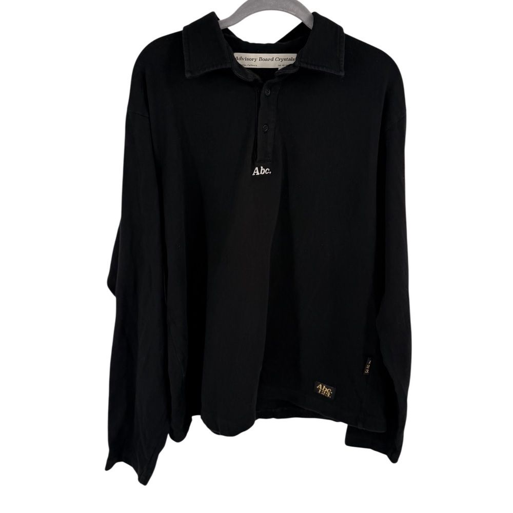 Advisory Boars Crystals ABC Long Sleeve Polo Shirt Black Cotton Size X-Large